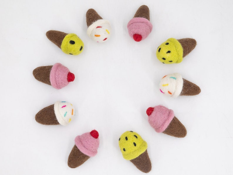 Wool Felt Icecream With Cone Pretend Play Foods Sensory Play Toys for