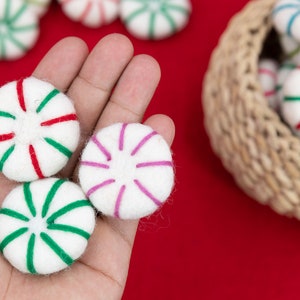 35 pieces-4cm Felt Peppermint Candy Needle Felted Colorful Peppermint Candy Craft Supply Free Shipping image 4