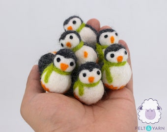 4cm Felt Penguin With Scarf | Needle Felted Penguin Christmas ornaments : READY TO SHIP