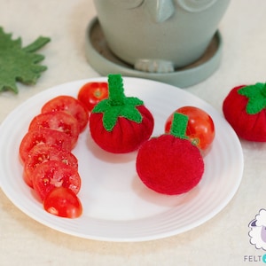 6cm Stitched Felt Tomato | Pretend Play Kitchen Vegetable Toys for Kids Learning | Miniature Wool Tomatoes