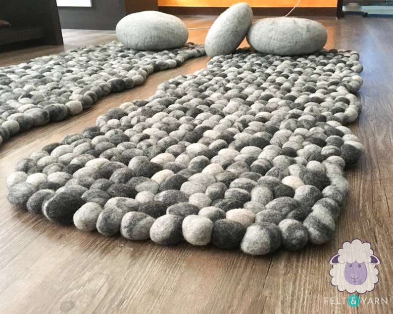 40 x 60cm Wool Felt Pebble Rug Living Room Felt Rugs Felt Etsy