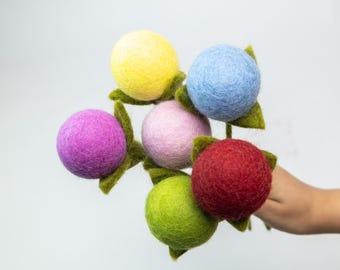 30cm Handmade Felt Pom Pom Flower Bulk Wholesale | Wool Felt Ball Bouquet | Mini Colorful Felt Flowers | DIY Felt Craft Decor