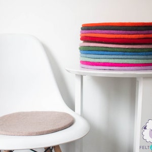 35cm Wool Felted Seat Pad, Round Thick Chair Cushion For Felt Home Decor, Start with 2 Sets of Handmade Pads image 3