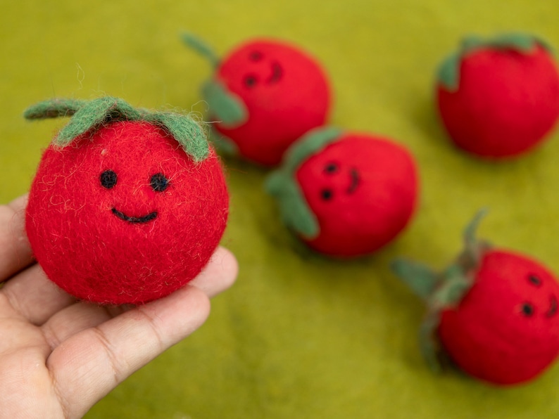 Handcrafted Wool Felt Smiley Tomato 5cm Fair Traded / Free Shipping image 10