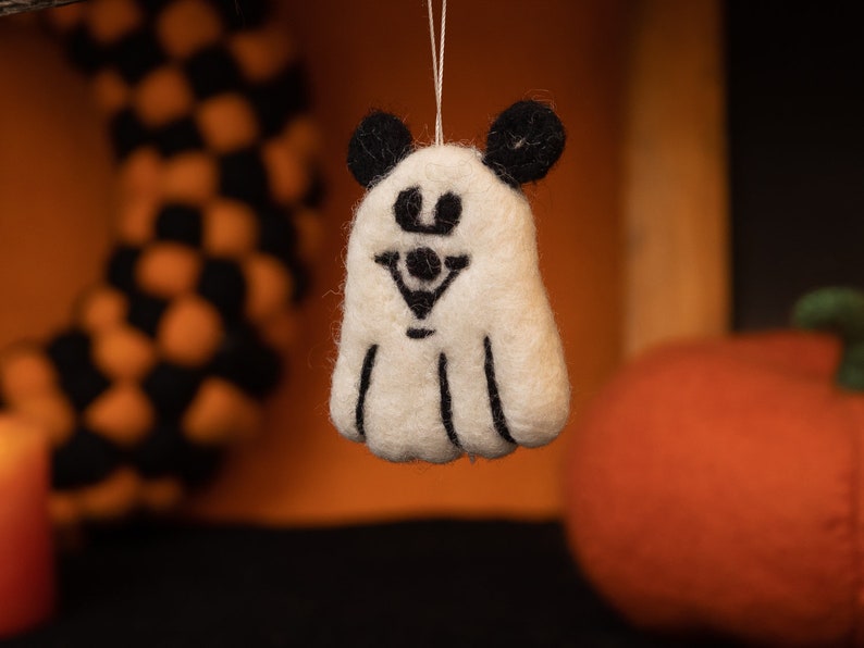 20pcs 7cm Halloween Mouse Ghost Halloween Decorations Halloween Craft Supplies Fair Trade 100% Wool and Handmade image 1