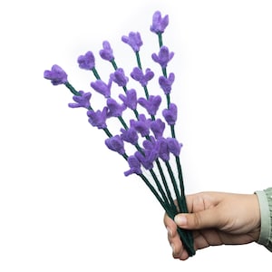 29cm Handmade Felt Salvia Stems | Purple Artificial Flowers | Bulk Felt Bouquet Stem | Wool Flower Decor | DIY Felt Flower Craft