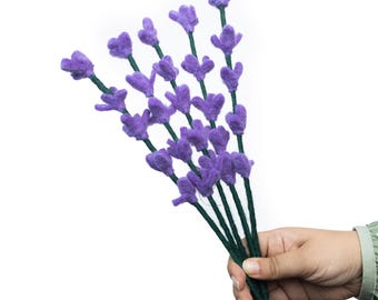 29cm Handmade Felt Salvia Stems | Purple Artificial Flowers | Bulk Felt Bouquet Stem | Wool Flower Decor | DIY Felt Flower Craft