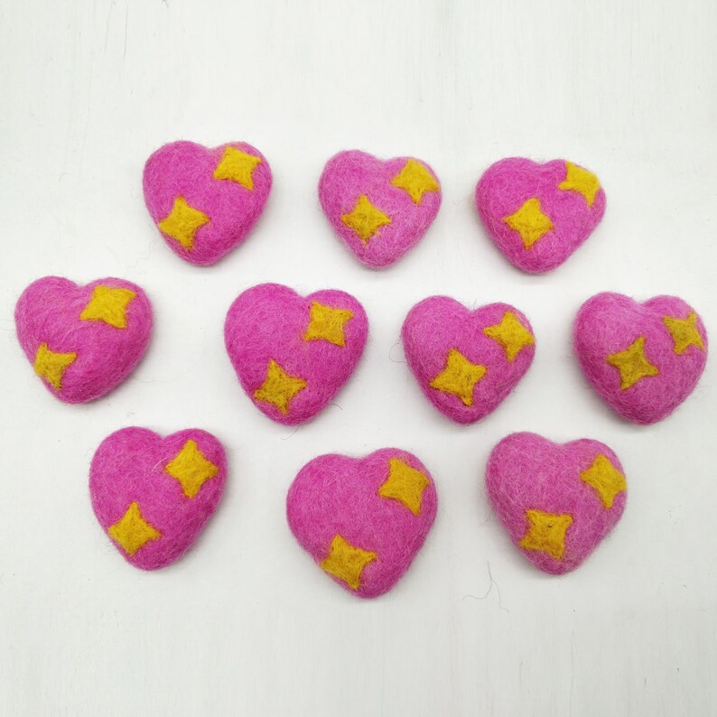 - Heart with accents-Felt craft supplies-Felt supplies-Felted craft decor-handmade Felted heart with star 4.5x4.5cm Felt heart with star