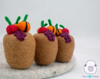 8cm Felt Thanksgiving Fruits Basket For Thanksgiving Table Decor: READY TO SHIP