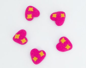 50 Pink Felt Hearts, Needle Felted Wool Beads, Valentine Garland