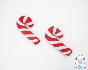 Wool Felt Candy Cane | Hanging Ornaments for Christmas Tree Decoration | Candy Cane Garlands | Felted Christmas Shapes