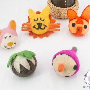 Set of 5 Cute Mix Bundle Dog Toys Handmade of 100% wool and Pet Safe : Fair Trade