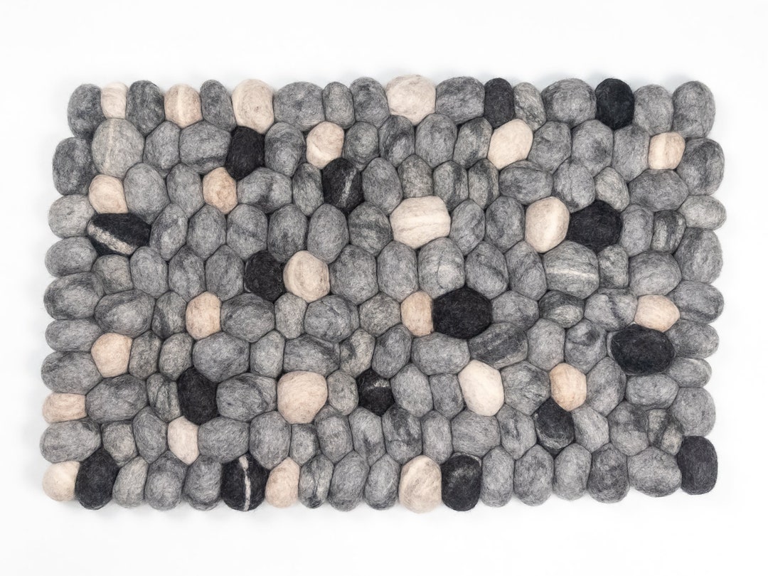 Wool Felt Pebble Rug Stone Handmade Ball Carpet for Room Decor Etsy