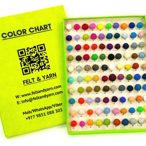 Color Chart with 100 Colors to choose and Very Handy Color Guide Box made with 1.5cm Felt Balls