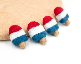 15 Pieces Needle Felt Popsicles With Patriotic Design, 4th Of July Felt Ice-cream Decor, Patriotic Deign Popsicle: Fair Trade And Handmade