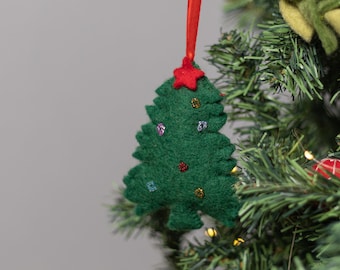 11cm Felt Mini Christmas Tree With Hanging Loop and Beads | Christmas Tree Ornaments | Christmas Felt Ornaments | Christmas Decoration |