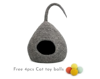 Neutral Cat Bed | Natural Cat Bed | Cat Cave | Felt Cat House | Cat Pod | Wool Cat Furniture | Soft Cat Bed | Large Cat Cave | Felt Cat Bed