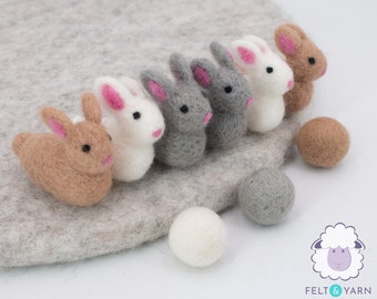 15 Pieces | 5cm Wool Felt Bunny  | Mini Rabbit Bunny | Felt Craft Supplies | Fair Trade | 100% Handmade and Wool | FREE SHIPPING