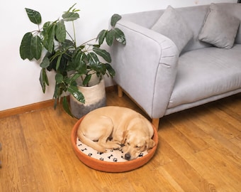 Extra Large Handmade Wool Felt Pet Bed | Dog Bed with Cushion | Unique Wool Dog Bed