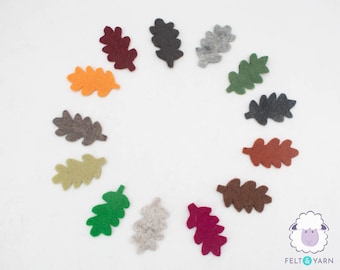 50 Pieces Felt DIe Cut 7 cm Oak Leaves, Wool Multicolor Leaves For Fall And Autumn Decor:  Fair Trade & 100% Handmade in Nepal