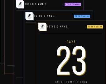 Dance Competition Countdown Template Bundle Canva Editable | 5 Color Variants | Dance Teacher Resource