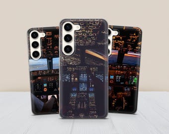 Cockpit Phone Case - Airplane Pilot Deck Cover for Samsung S26 S25 Fe S24 Ultra S23 S20 A37 A56 A16 A17  iPhone 17 16 15 14, Gift for Pilot