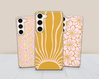 Boho Phone Case - Abstract Art Cover for Samsung S26 S25 Fe S24 Ultra S23 S20 A37 A56 A16 A17  iPhone 17 Pro 16 15 14,  Hippie Sun