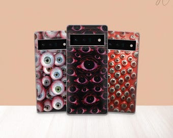 Creepy Red Eyes Phone Case Gore Horror Eyeball Cover for Pixel 10 Pro Xl 9A 8 7 6 iPhone 17 16 15 14 13 12 Samsung S26 S25 S23 A56 A16 A17