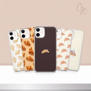 Croissant Phone Case Bread French Food Pattern Cover for iPhone 17 Pro Max 16 15 14 13 12 11 Samsung S25 Ultra S24 FE S26 A56 A16 Pixel 10 9