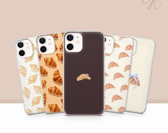 Croissant Phone Case Bread French Food Pattern Cover for iPhone 17 Pro Max 16 15 14 13 12 11 Samsung S25 Ultra S24 FE S26 A56 A16 Pixel 10 9