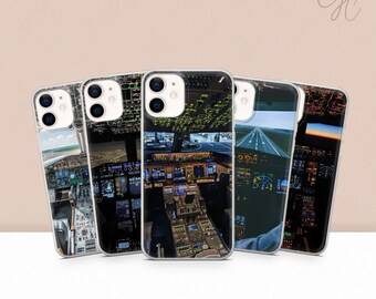 Cockpit Phone Case Airplane Pilot Deck Cover for iPhone 17 Pro Max 16 15 14 13 12 11 Samsung S25 Ultra S24 FE S23 S26 A56 A16 Pixel 10 9A