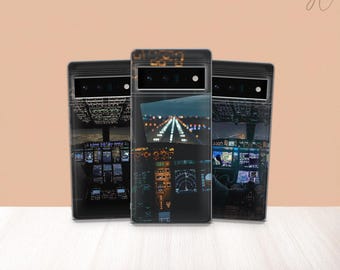 Cockpit Phone Case Airplane Pilot Deck Cover for Pixel 10 Pro Xl 9A 8 7 6 iPhone 17 16 15 14 13 12 Samsung S26 S25 Fe A56 A16 A17, Aeroplane