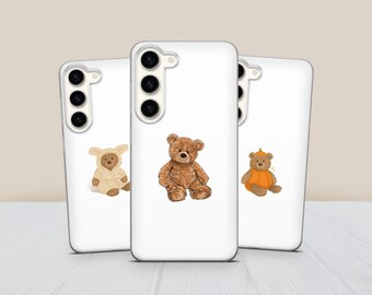 Teddy Bear Phone Case - Minimalistic Cute Bear Cover for Samsung S26 S25 Fe S24 Ultra S23 S20 A37 A56 A16 A17  iPhone 17 Pro 16 15 14