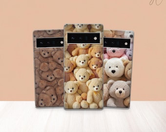 Teddy Bear Phone Case Cute Bear Cover for Pixel 10 Pro Xl 9A 8 7 6 iPhone 17 16 15 14 13 12 Samsung S26 S25 Fe S24 Ultra S23 A56 A16 A17