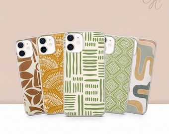Boho Phone Case Abstract Geometric Cover for iPhone 17 Pro Max 16 15 14 13 12 11 Samsung S25 Ultra S24 FE S23 S26 A56 A16 Pixel 10 9A