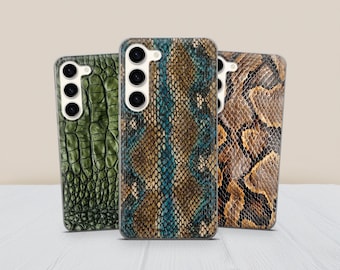 Snake Skin Phone Case - Animal Print Cover for Samsung S26 S25 Fe S24 Ultra S23 S20 A37 A56 A16 A17  iPhone 17 Pro 16 15 14, Green Anaconda