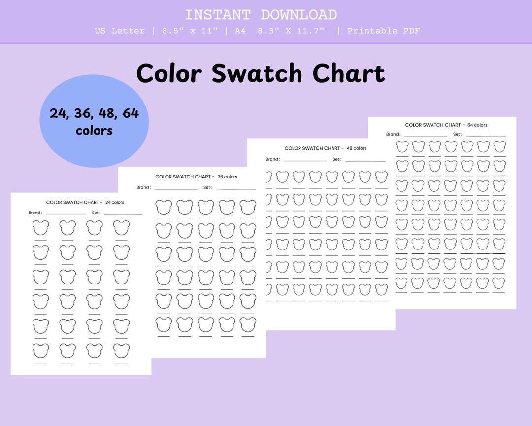 Color Swatch Chart Printable | Marker, Colored Pencil Test Template ...