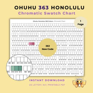 Ohuhu Honolulu 363 Color Marker Swatch Chart: New code, Chromatic Color Reference (PDF Download)