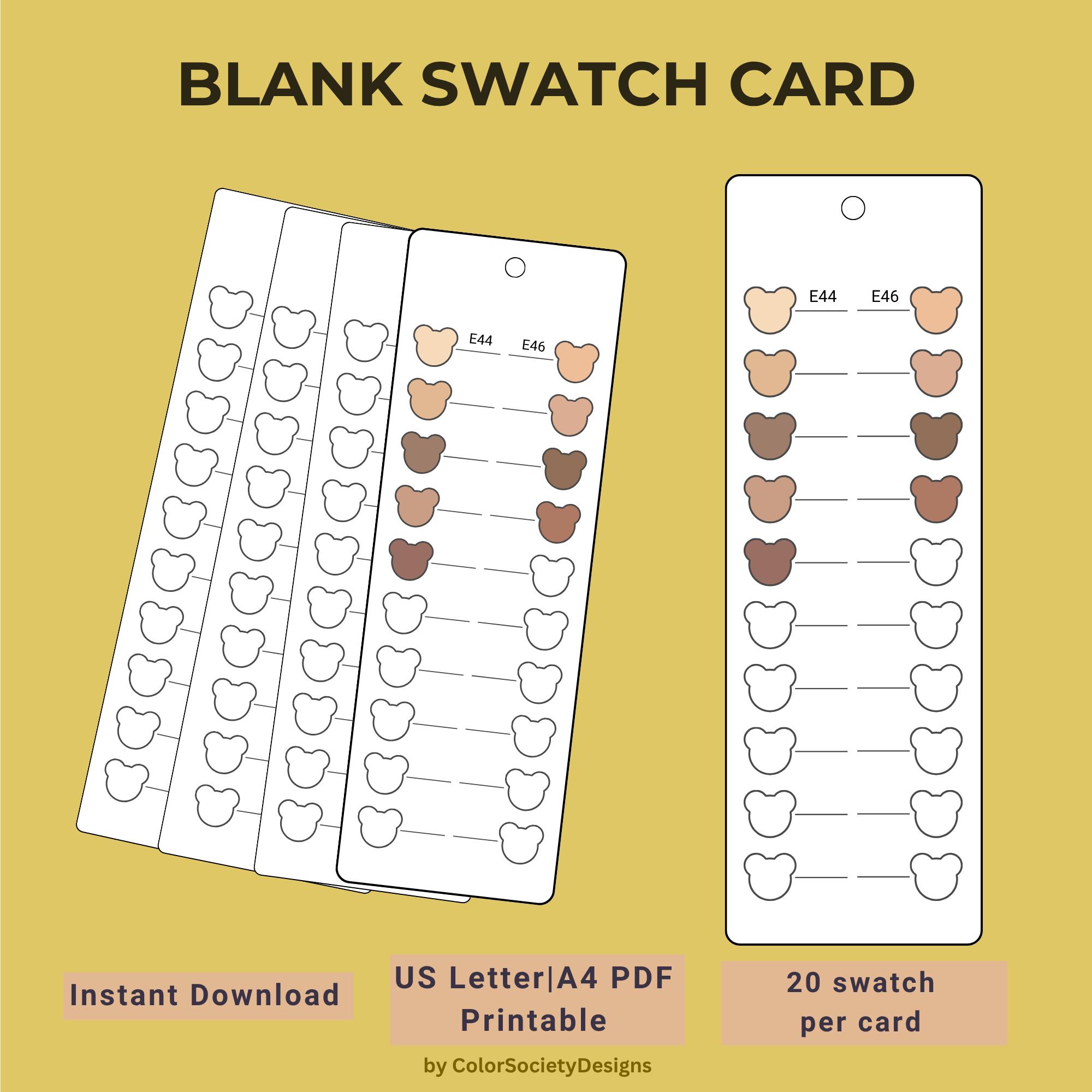 Bear Color Swatch Card Template | Marker & Paint Swatch Chart | Blank ...