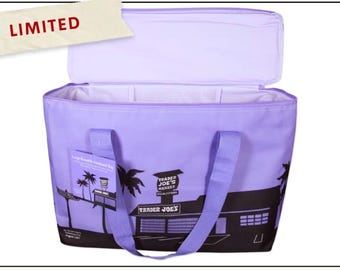 Bolsa térmica grande Purple Rain de Trader Joe's, 8 galones, nueva con etiquetas, edición limitada.