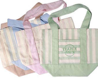 Juego de 4 minibolsos de lona a rayas de Trader Joe's, completamente nuevos con etiquetas.