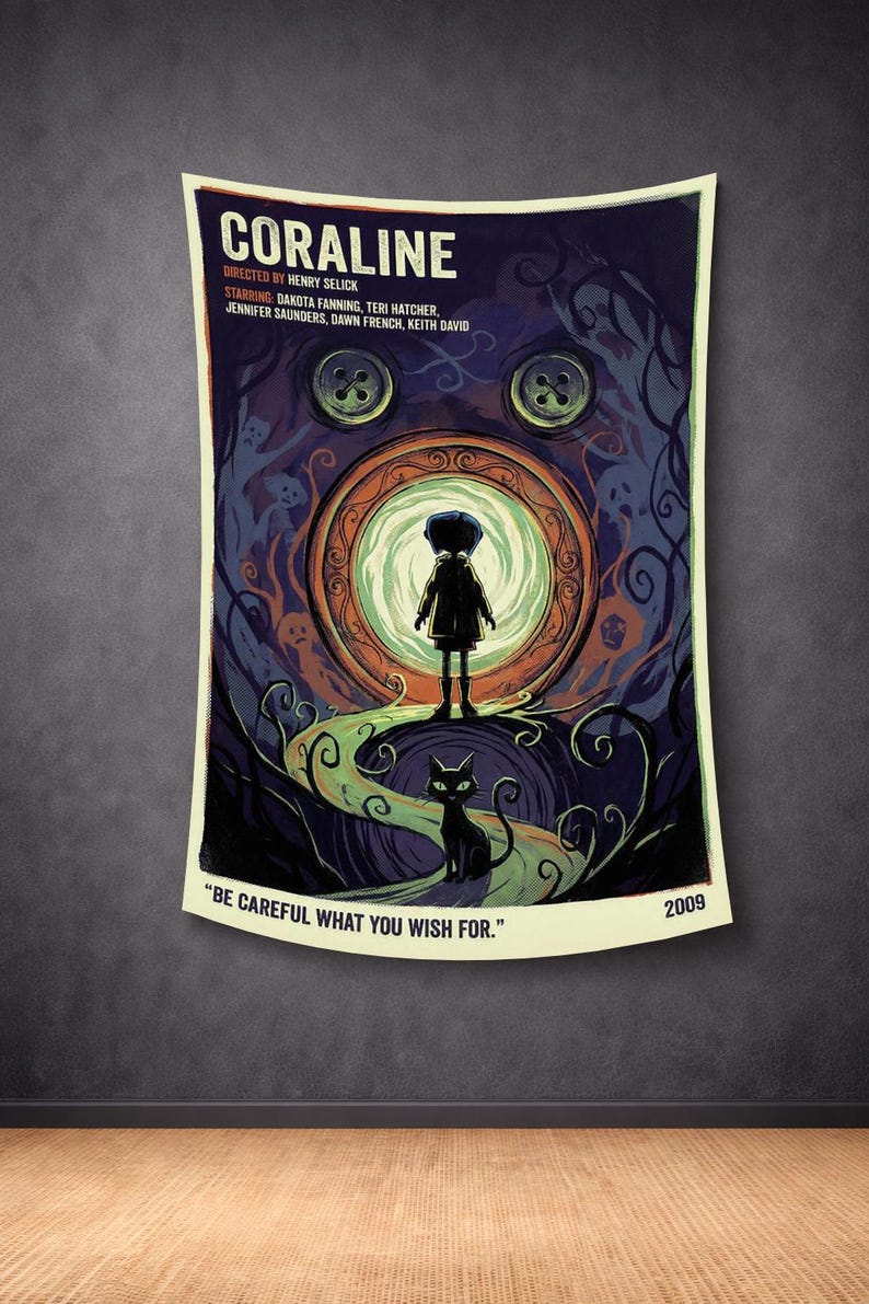 Coraline Wall Art, Coraline Tapestry, Movie Print Design #12