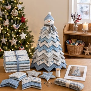 DIY Quilted Christmas Tree Kit Snowman Fabric Christmas Tree Sewing Kit Handmade Holiday Decor Quilting Craft Kit Christmas Gift