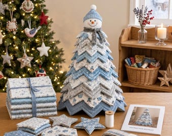 DIY Quilted Christmas Tree Kit Snowman Fabric Christmas Tree Sewing Kit Handmade Holiday Decor Quilting Craft Kit Christmas Gift