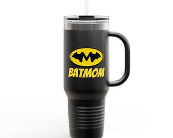 Batmom Logo Insulated Travel Mug | 40oz Stainless Tumbler