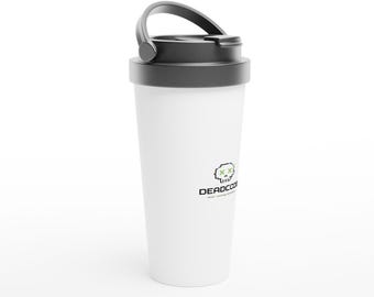 Tazza da viaggio bianca in acciaio inossidabile da 443 ml