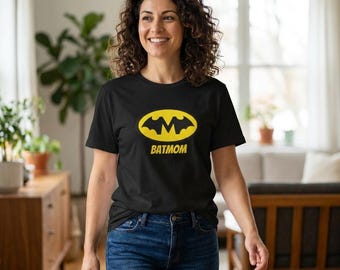 Batmom Graphic Tee | Yellow Bat Emblem T-Shirt
