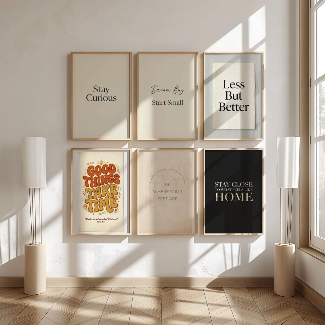 Minimalist Motivational Quote Printable Wall Art Set, Neutral ...
