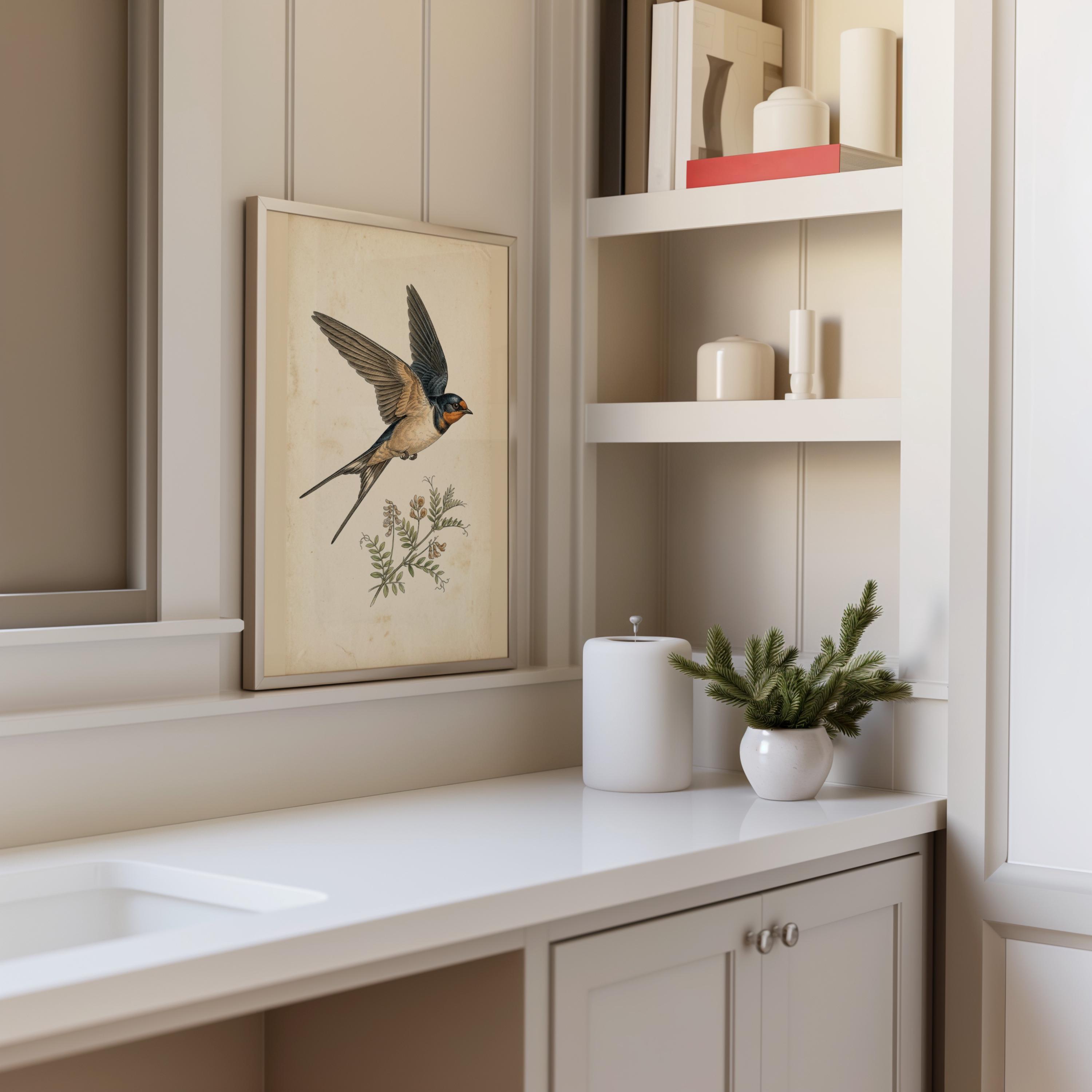 Vintage Bird Wall Art Set of 6 Printable, Botanical Bird Prints ...