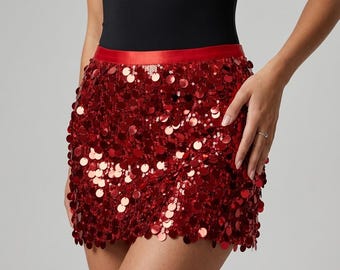 Women Sequin Mini Skirt - Sparkly Party Outfit - Glitter A Line Bottom - Nightout Clubwear Dance wear